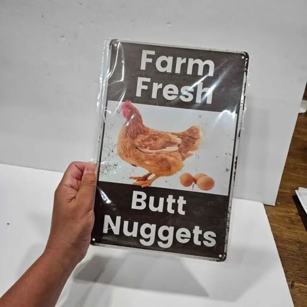 Farm Fresh Butt Nuggets Metal Novelty Sign